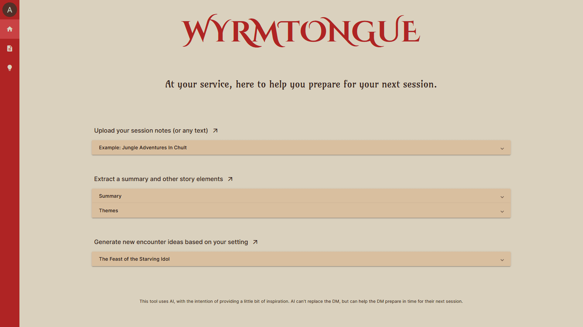 AI Tool for Role-Playing Games